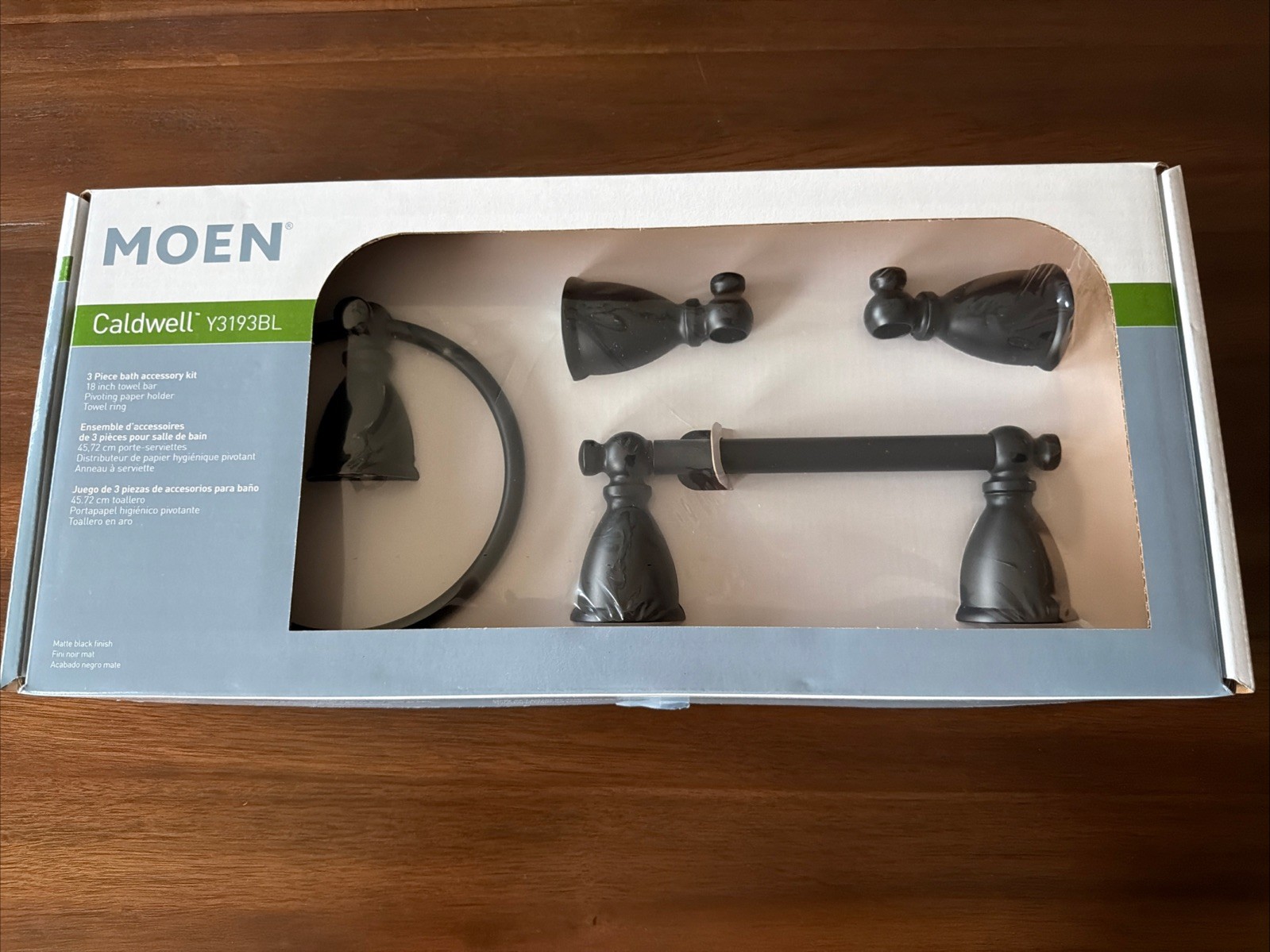 Moen 3-Piece Caldwell Matte Black Decorative Bathroom Hardware Set