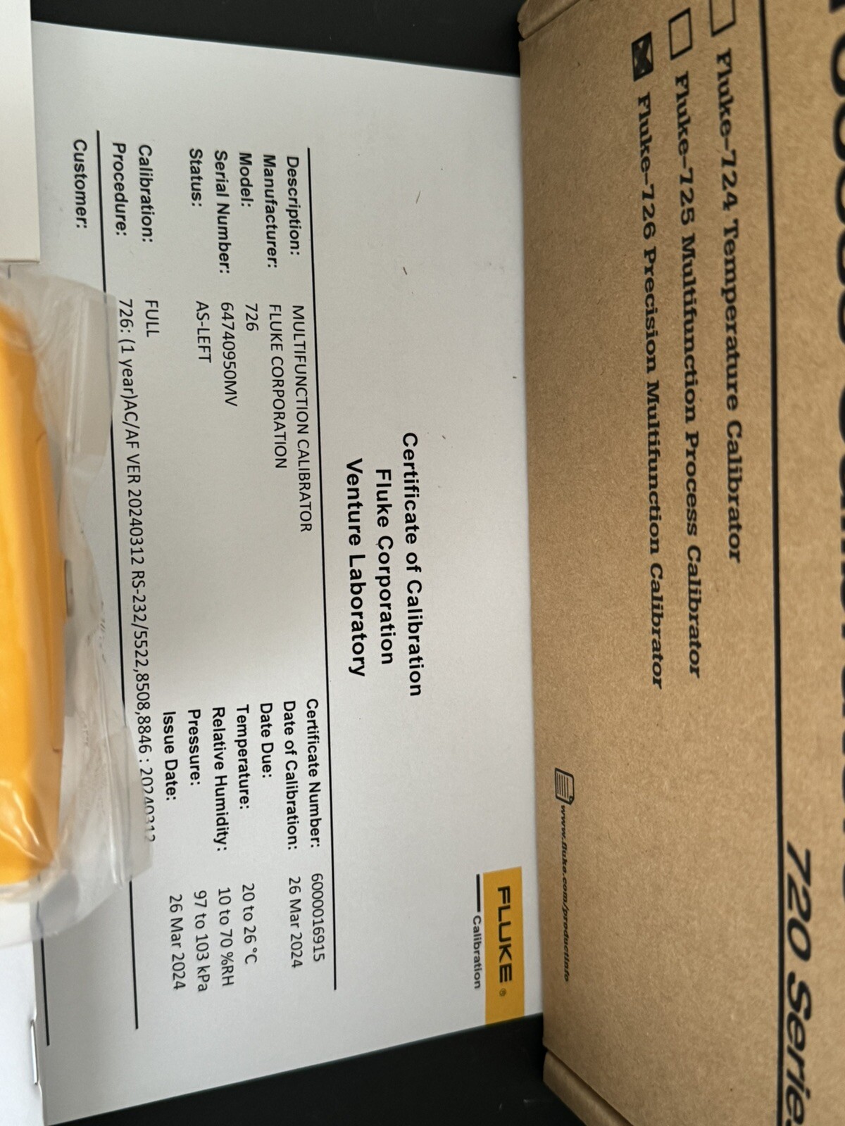 FLUKE 726 PRECISION MULTIFUNCTION CALIBRATOR fast ship via FedEx/DHL/UPS