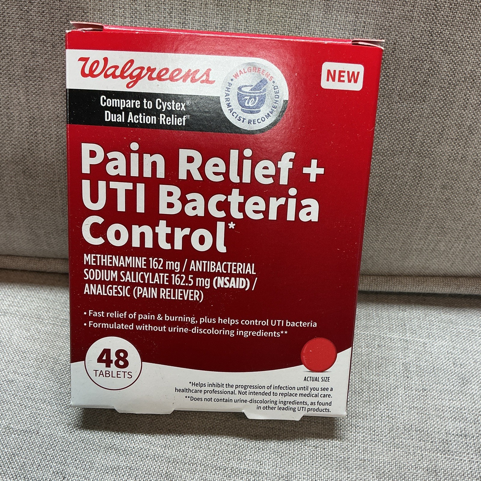 Walgreens UTI Dual Action Pain Relief Tablets 48ct Methenamine/Sodium Salicylate