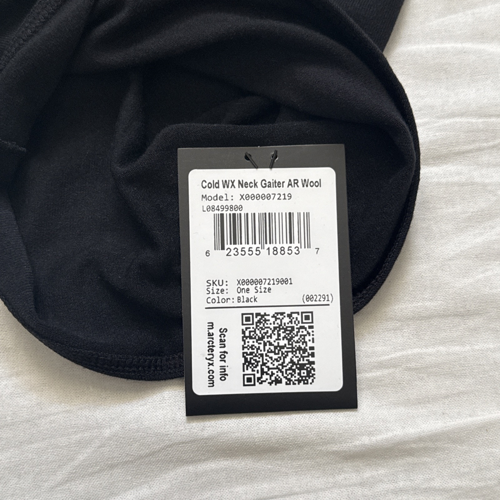 Arc'teryx Rho Lightweight Wool Neck Gaiter - Black NWT Ships Same Day From USA