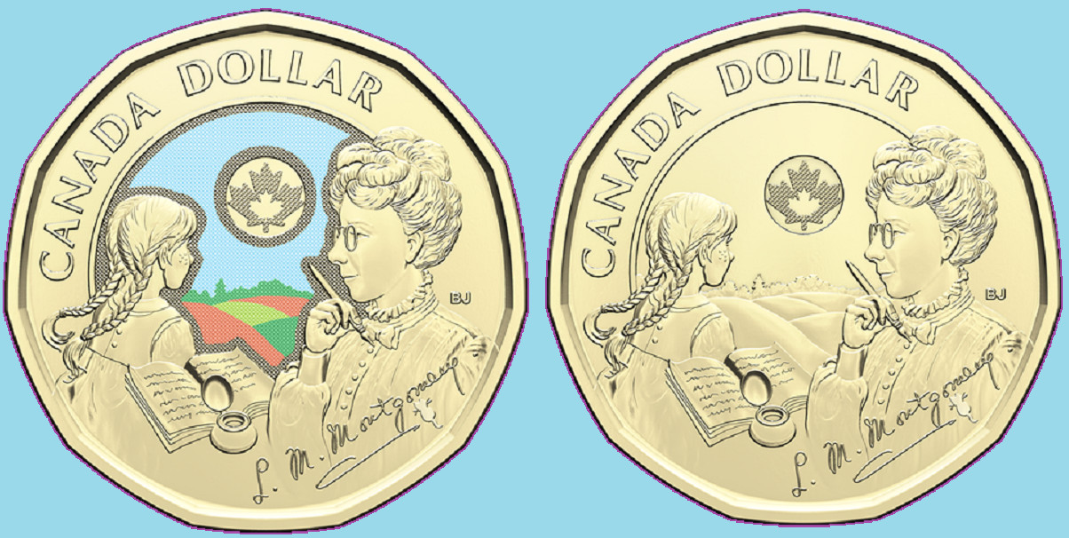 2024 Canada  Literary Montgomery COL + NCol One Dollar Coins. Mint UNC Loonie $1