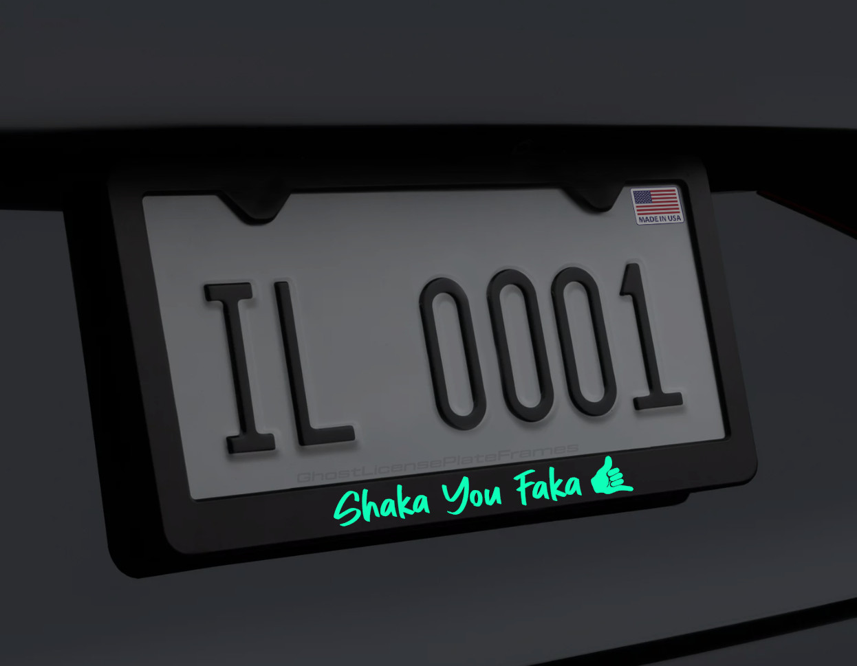 (Glowing)  Shaka You Faka Stainless Steel License Plate Frame Holder Hawaii