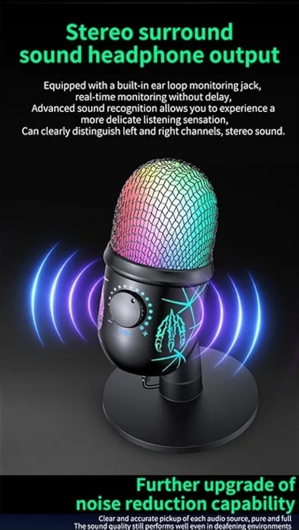 MRSDY Gaming Microphone USB Computer Microphone for PC Mac PS4/5 Condenser