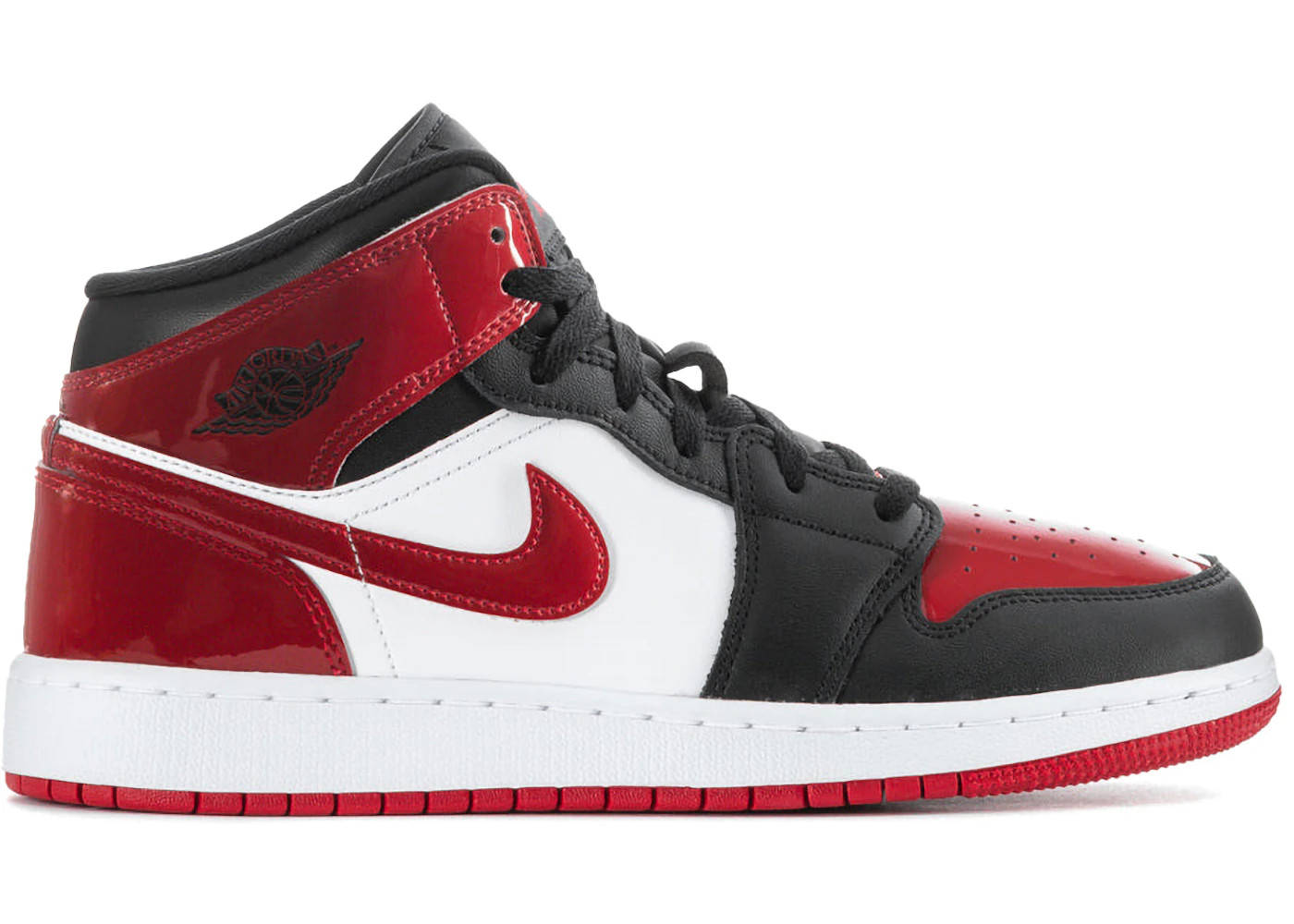 Nike Air Jordan 1 Mid GS Patent Bred Toe Varsity Red Black HV4399-006 Kid's