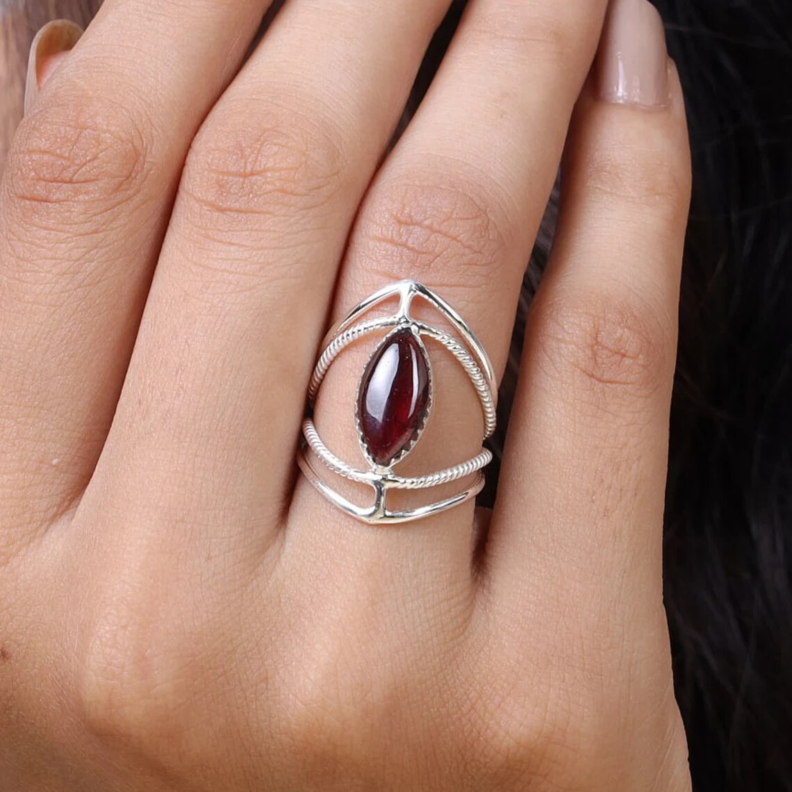 Lush Mozambique Garnet Gemstone 925 Sterling Silver Handmade Ring All Size C-166
