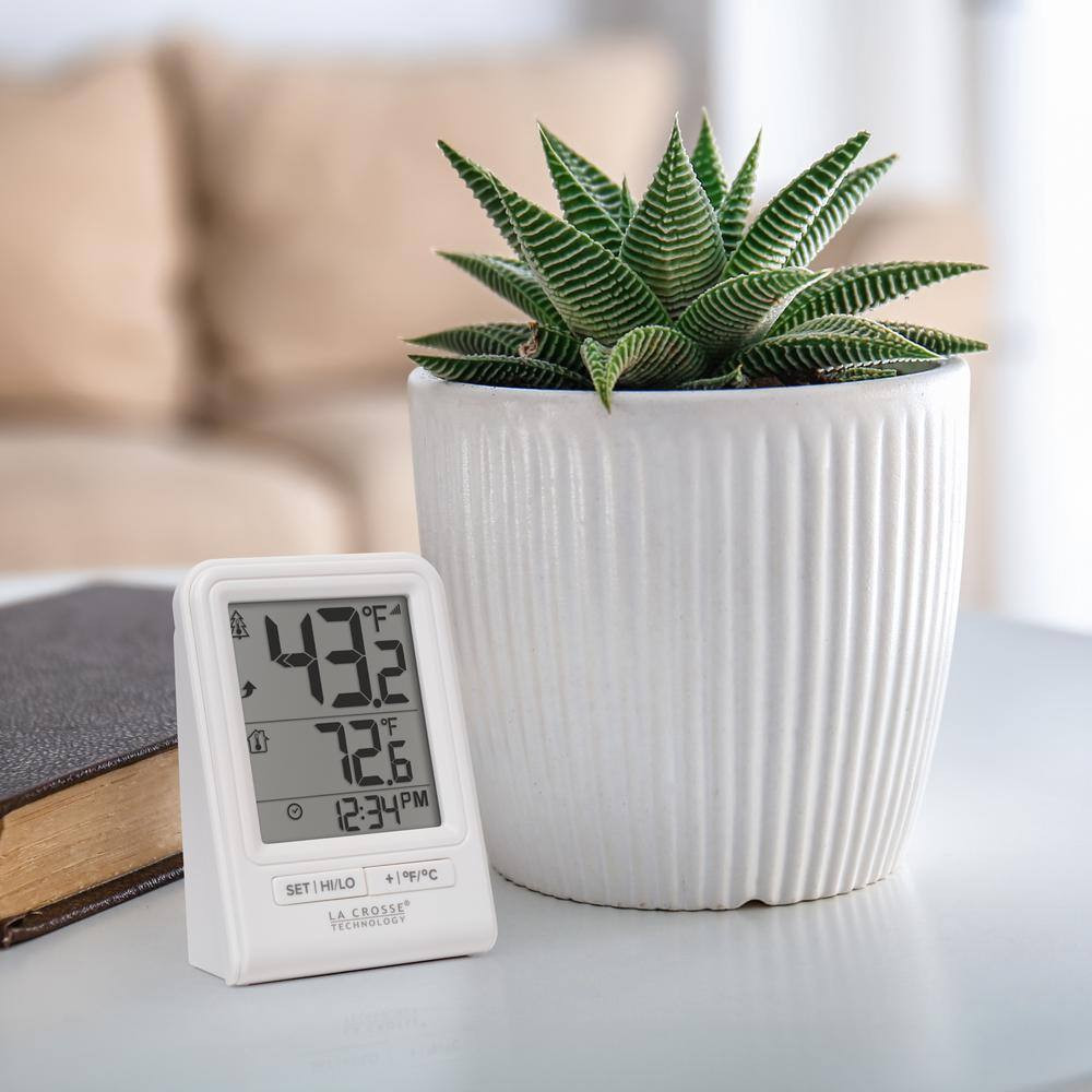 Battery Operated White Wireless Digital Thermometer