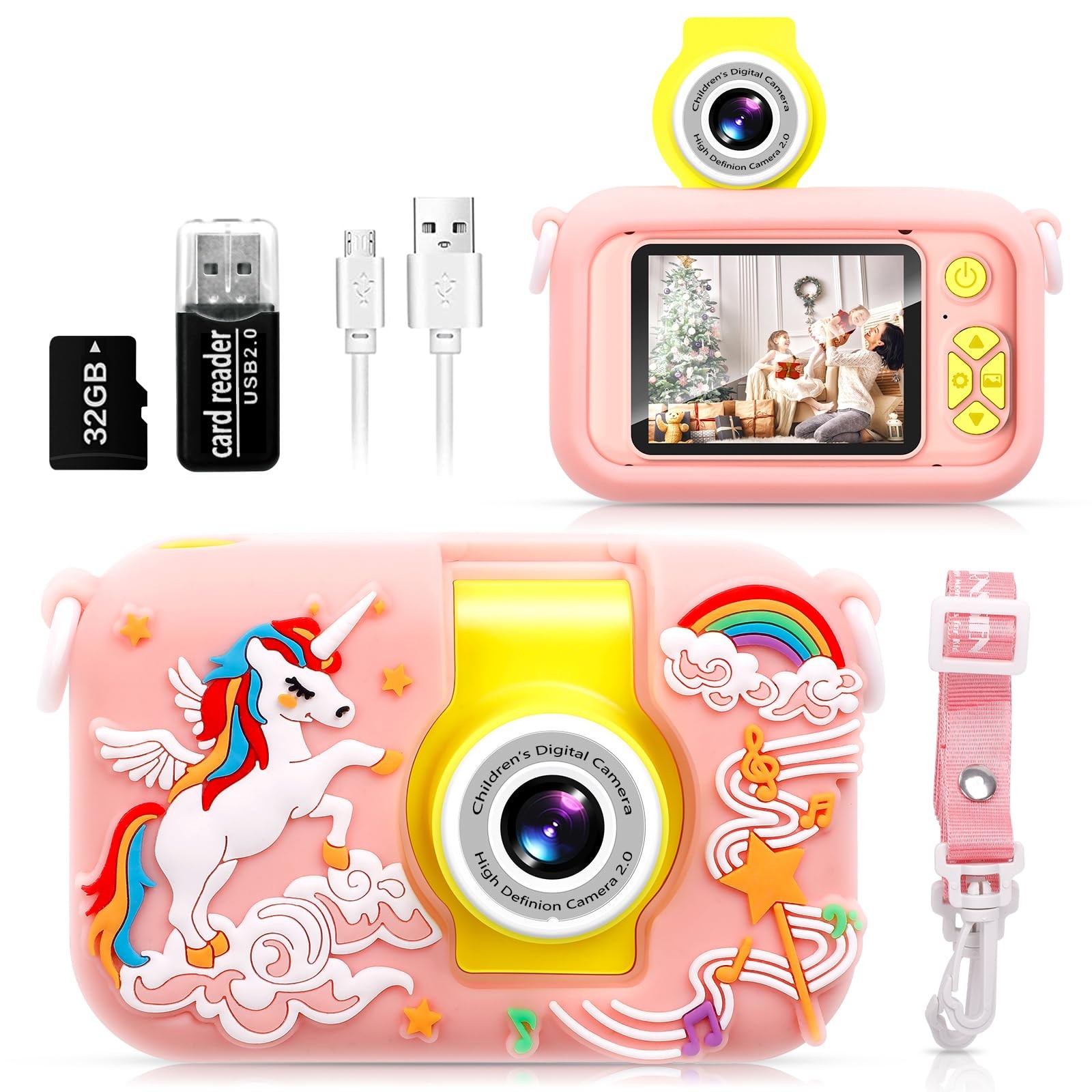 Arnssien Kids Camera For Toddlers 180 Flip Lens 2.4 Inch Ips Screen Toddler