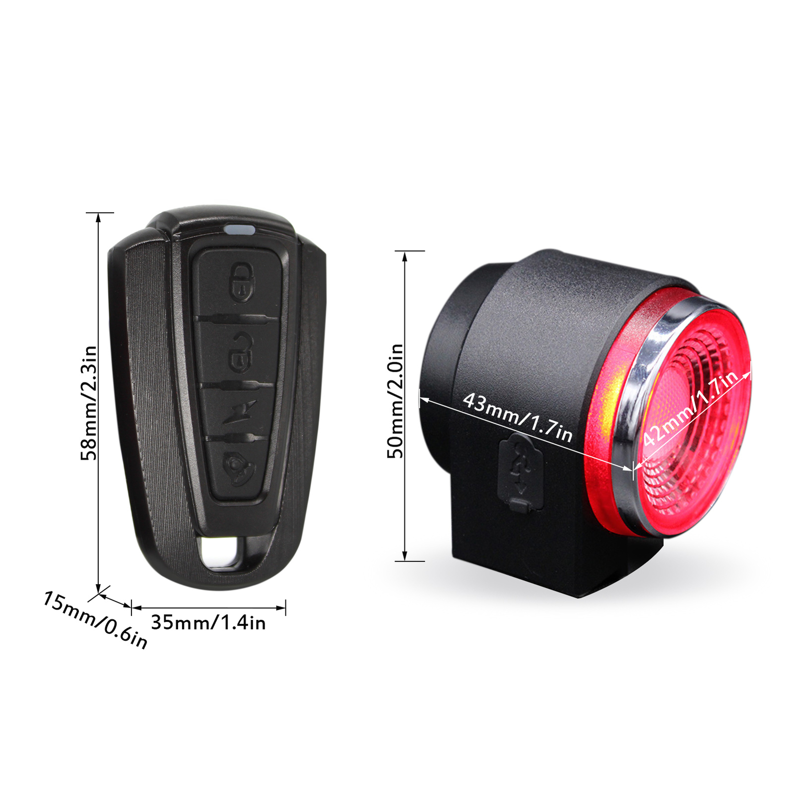 ANTUSI Waterproof Smart Bicycle Taillight Wireless Remote Control Light U6P8