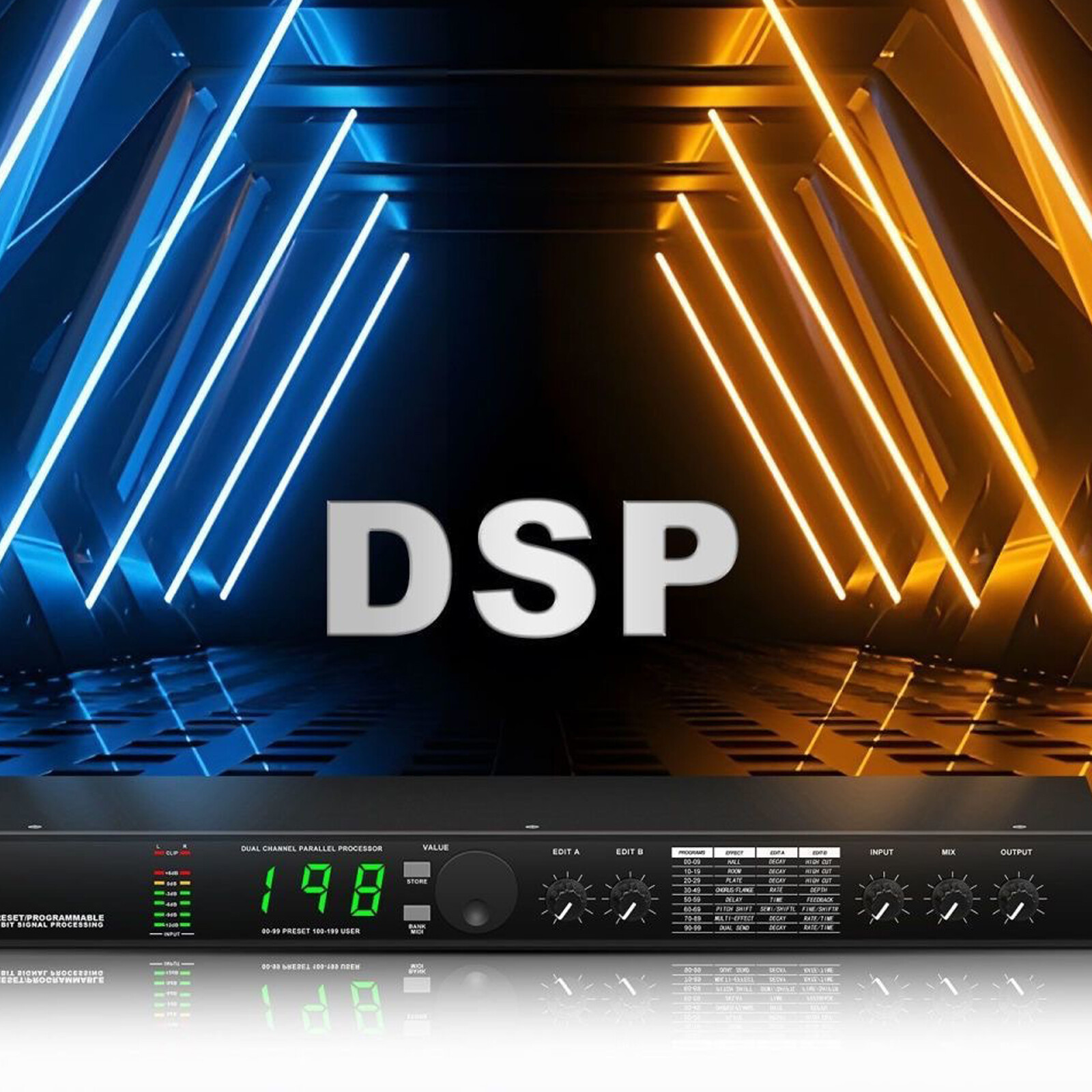 Professional Digital Reverb Multi Effect DSP Audio Processor Equalizer