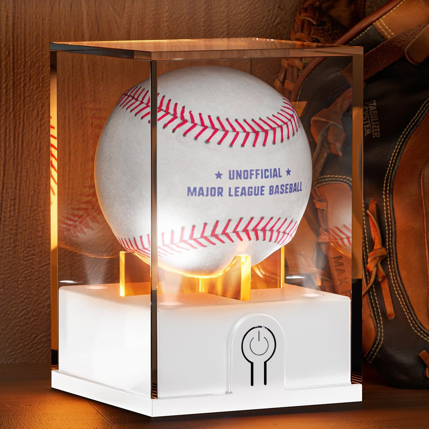 Leshein Acrylic Baseball Display Case with LED Light, UV Protected Holder for...