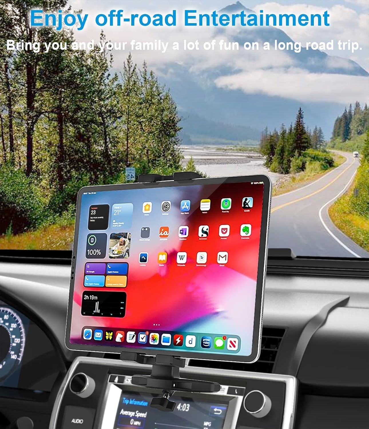 CD Tablet Holder Height Adjustable CD Slot Tablet Mount for Car Telescopic Arm