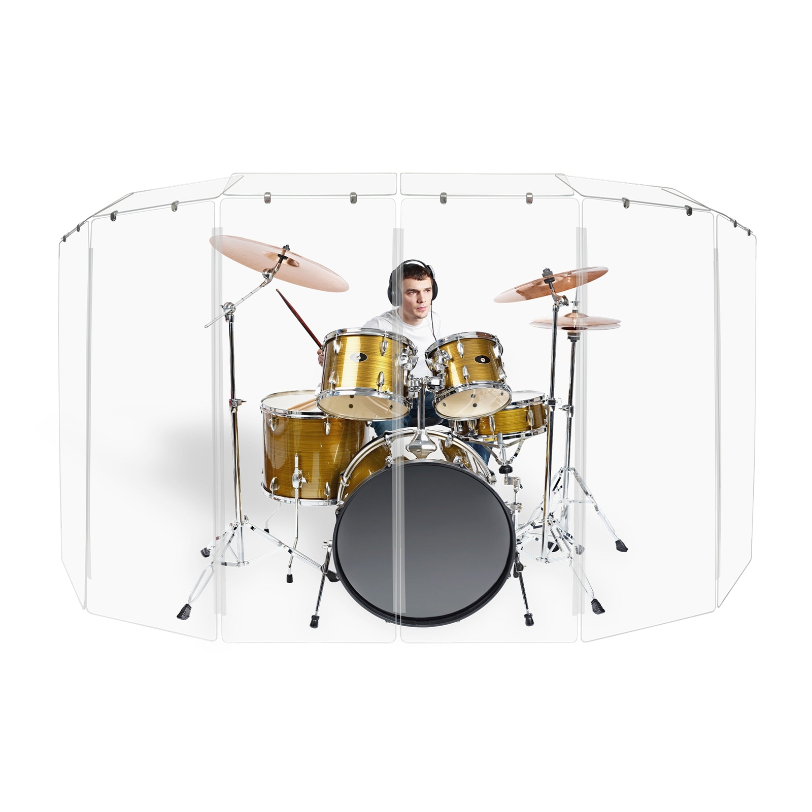 PENNZONI Drum Shield 5ft Acrylic Panels w/ Deflectors & Plastic Hinges
