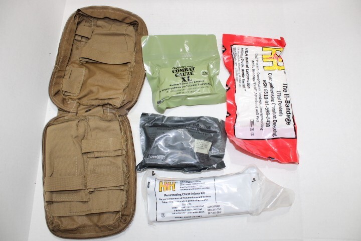USMC US Military Issue USGI Coyote MOLLE IFAK First Aid Kit Supplies a Quik Clot