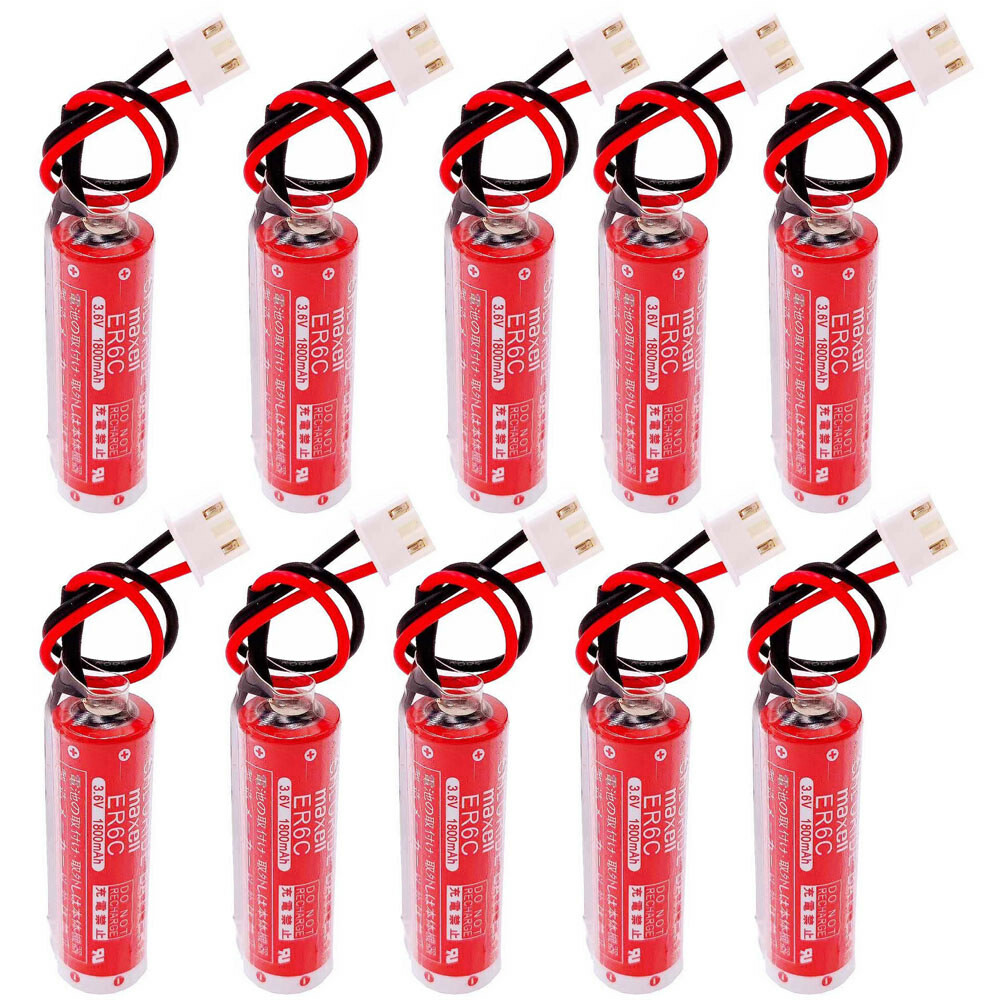 10X MAXELL ER6C AA 3.6V Battery For Mitsubishi PLC FX2N/1N F2-40BL With Plug