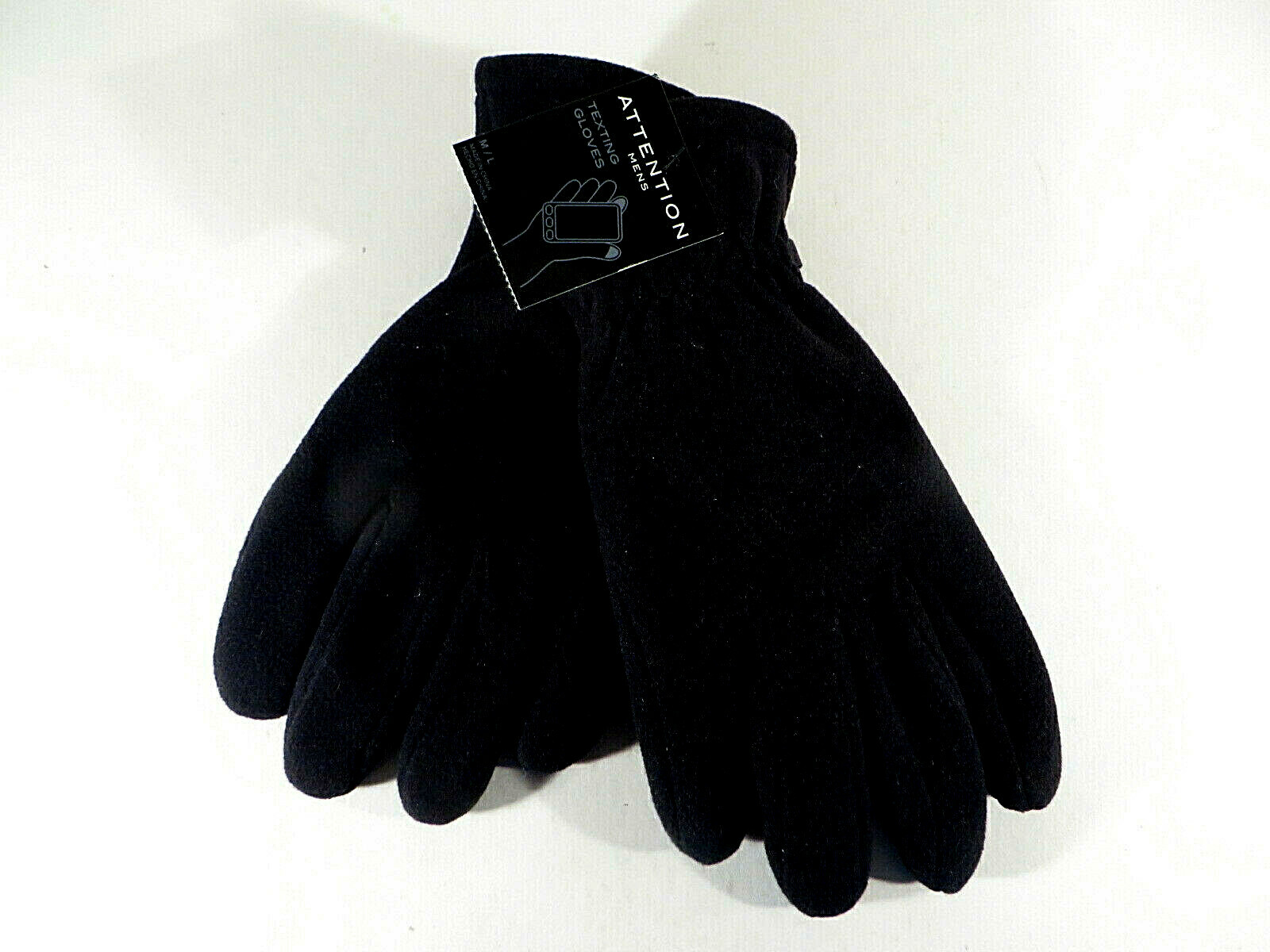 Attention Black Index Finger & Thumb Txting Gloves Men's NWT