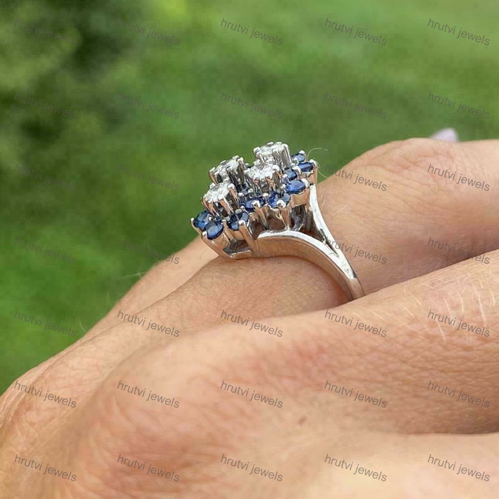 Split Shank Engagement Simulated Sapphire Ring White Gold Plated Silver 2.30 Ct