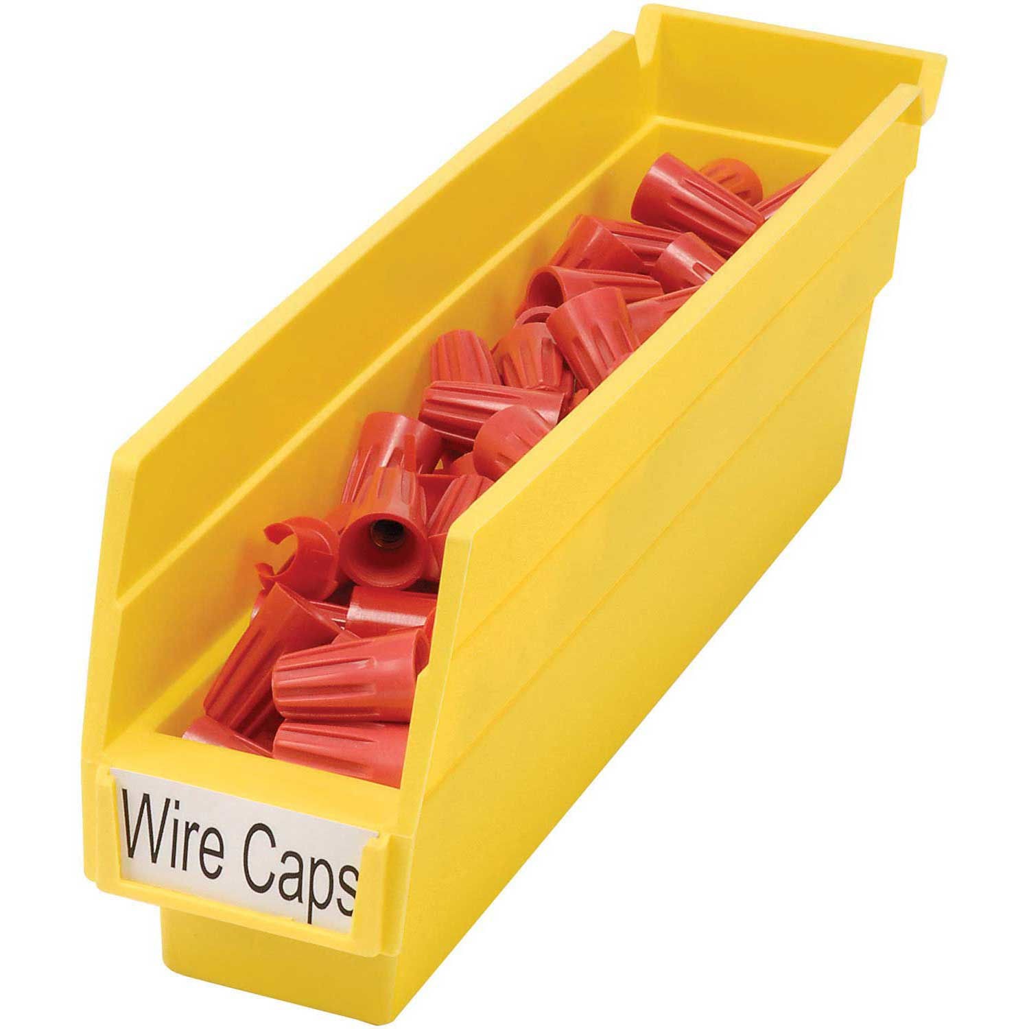 Plastic Shelf Bin Nestable 2-3/4"W x 11-5/8"D x 4"H Yellow Lot of 24