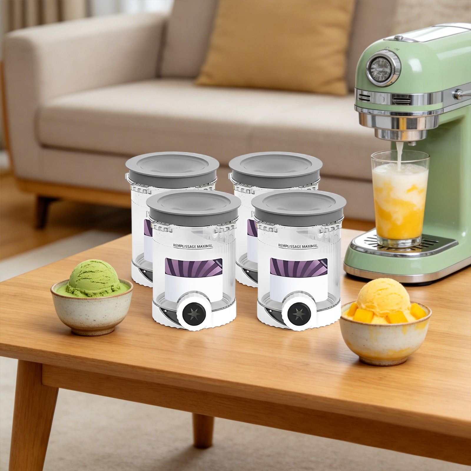 16oz Cream Containers Freezer Cups w/ Lids for Creami NC700/701 Series 4 Pcs