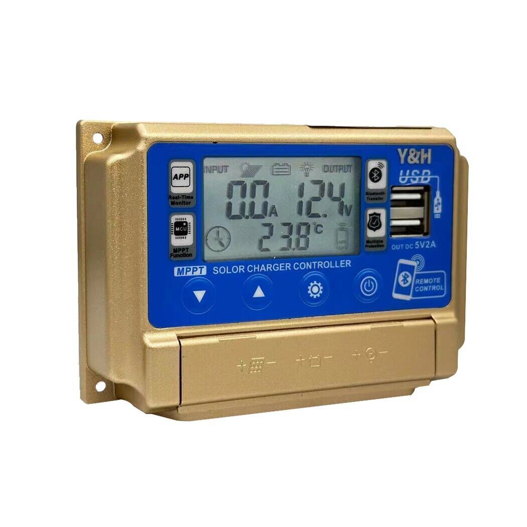 MPPT 30A Solar Charge Controller LCD Display USB APP COMM for 12V 24V Battery