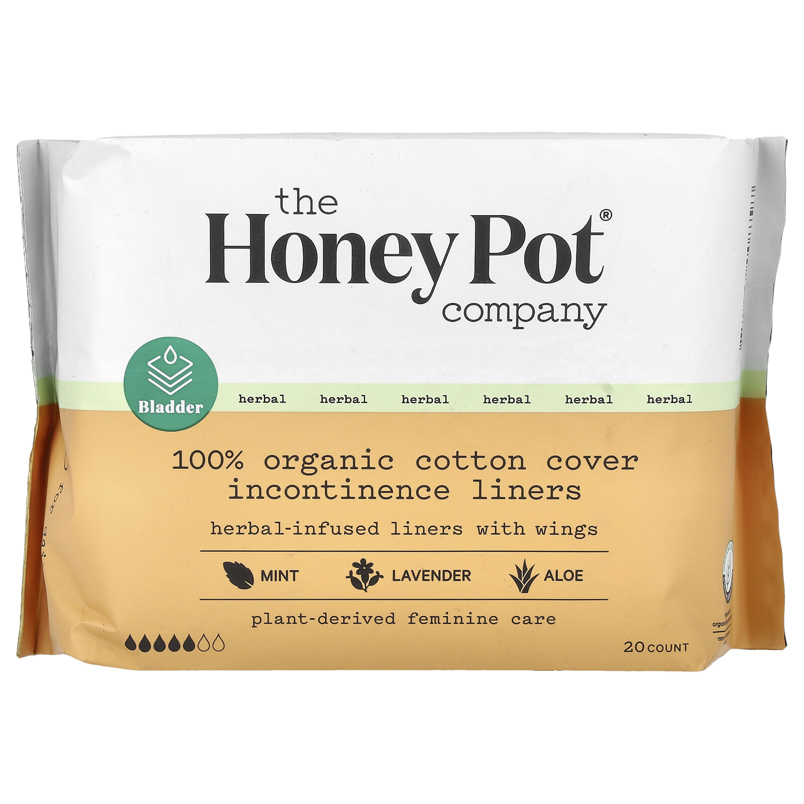 Herbal-Infused Liners With Wings, 20 Count