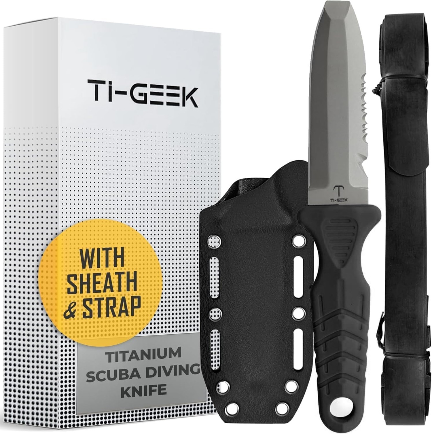 Titanium Survival Scuba Diving Knife Fixed Blade Dive Knife with Sheath & Str...