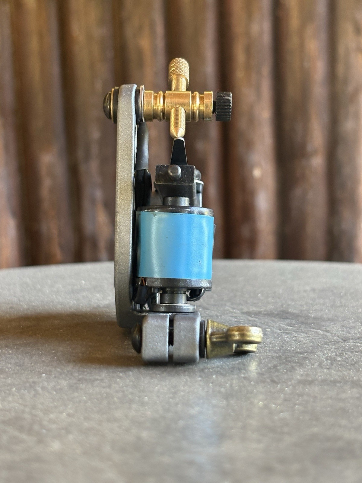 Custom Vintage Style Grey And Blue Tattoo Machine Dial