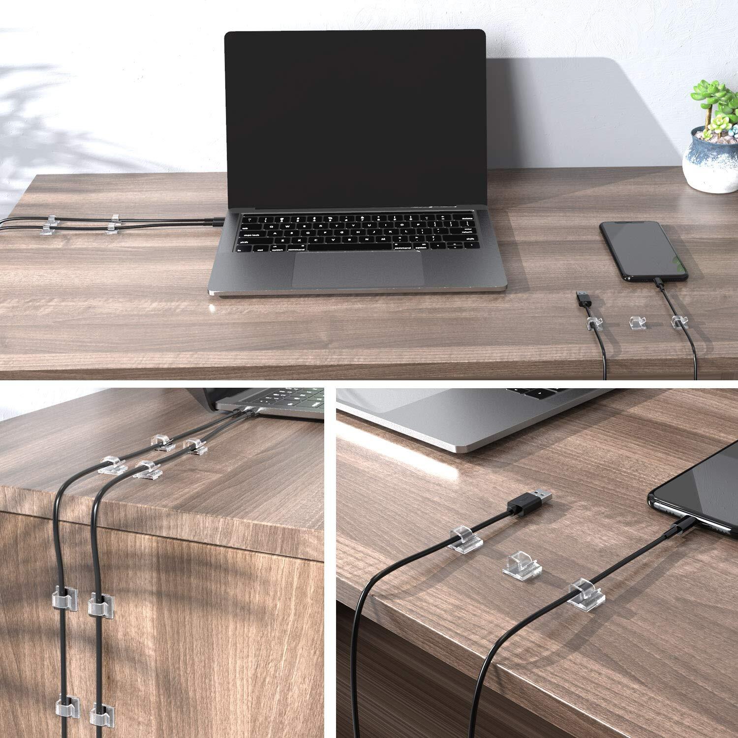 Cable Clips 100pcs Wire Clips Durable Strong Adhesive Cable Organizer Cord Holde