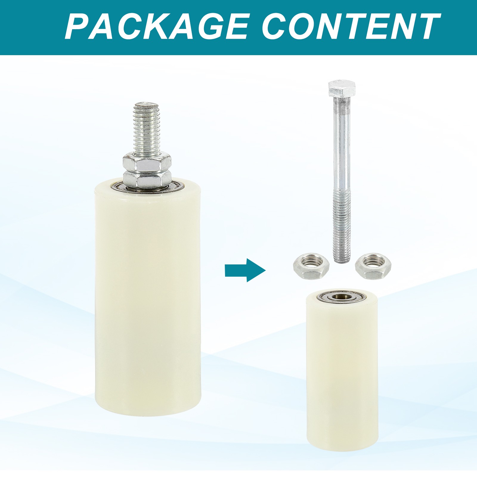 2Set Slide Gate Guide Roller 3.9" Adjustable Nylon Rollers, White