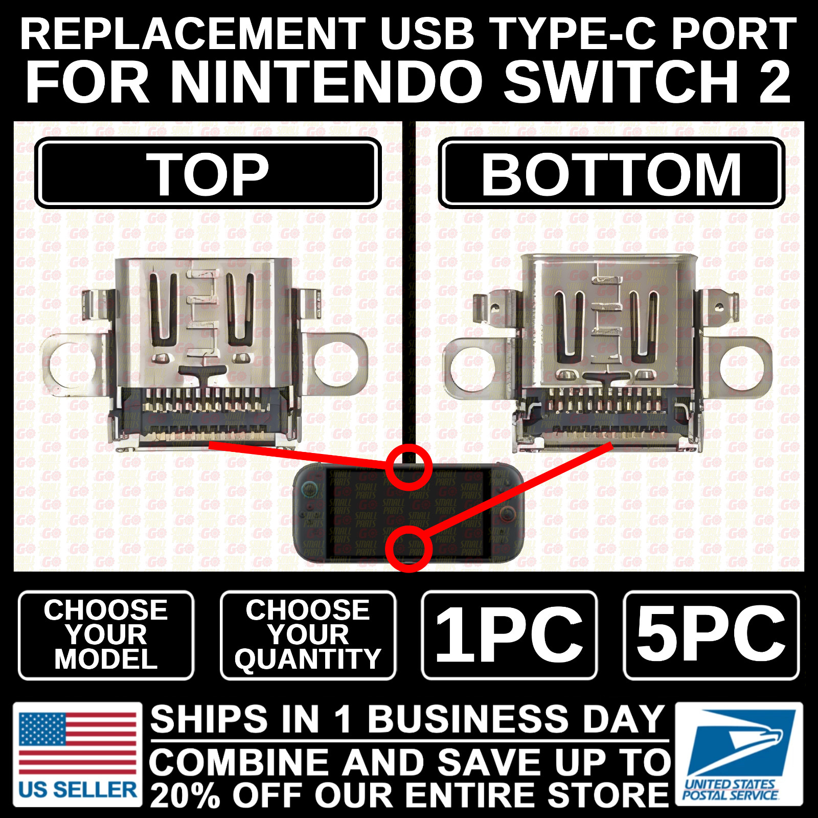 USB Type-C Port for Nintendo Switch 2 Charging Dock Socket Part Replacement