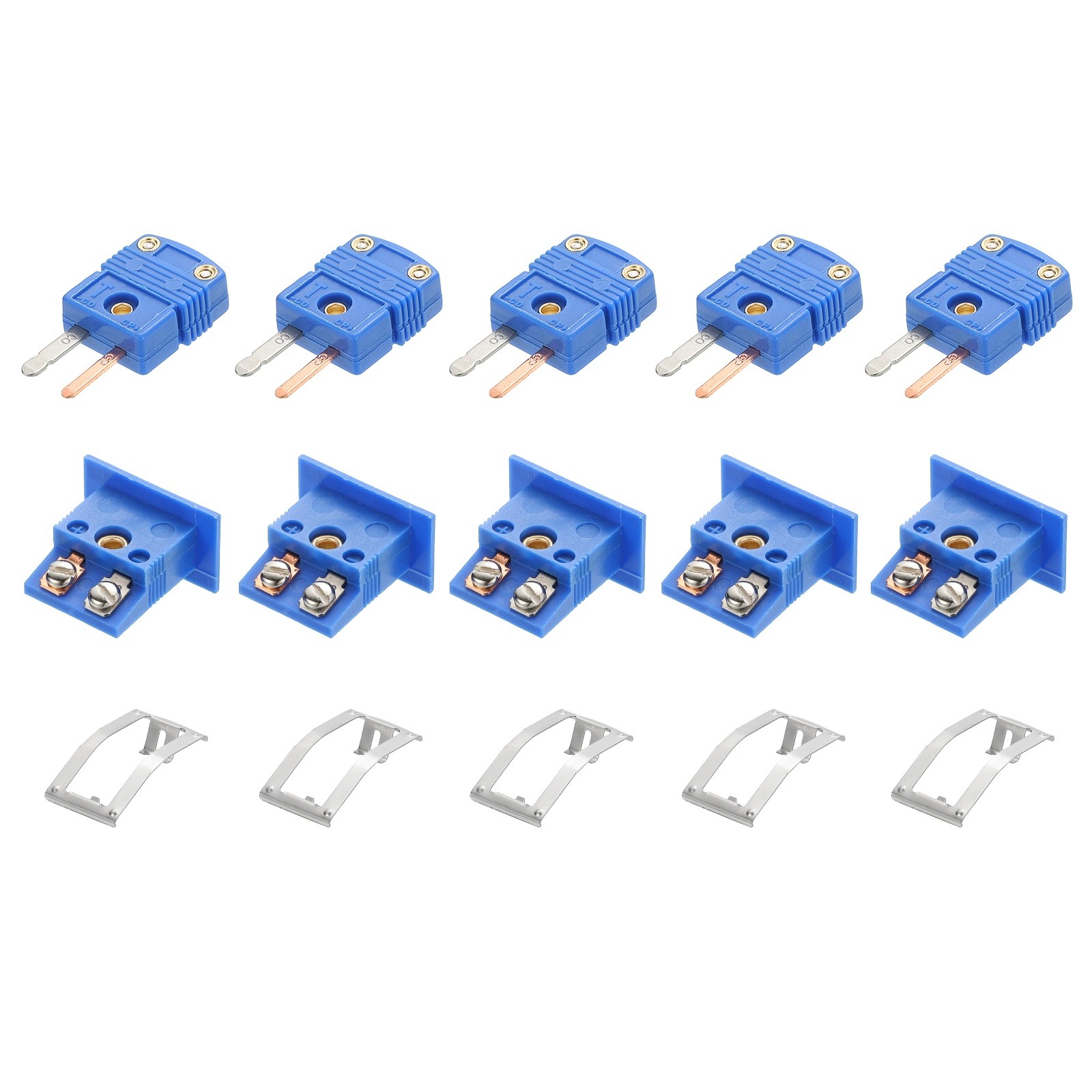 5Set T Type Thermocouple Wire Connectors Male Plug with Panel Mount Mini Socket