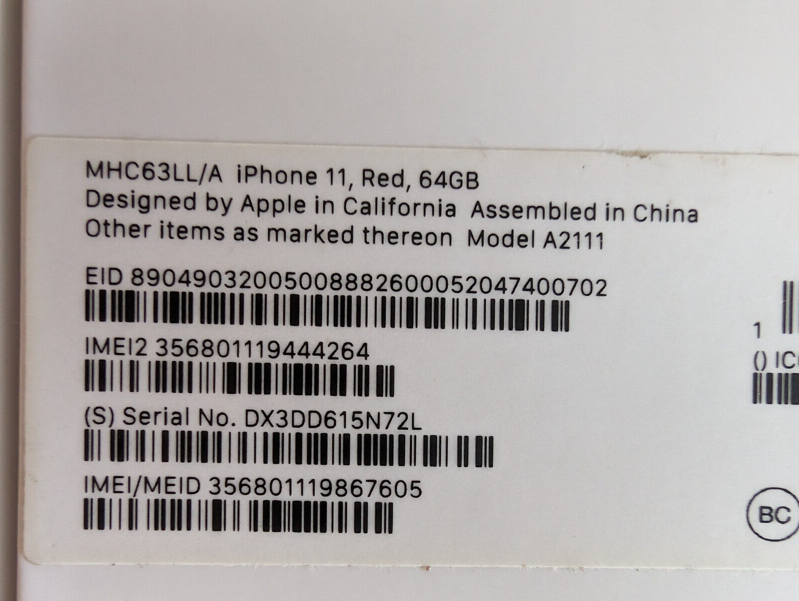 Apple iPhone 11 Red 64GB BOX ONLY, includes one Apple sticker and some inserts
