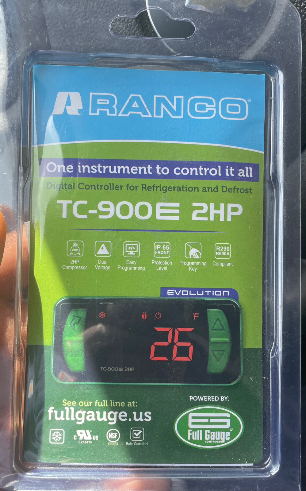Ranco TC-900E 2HP Digital Controller For Refrigeration