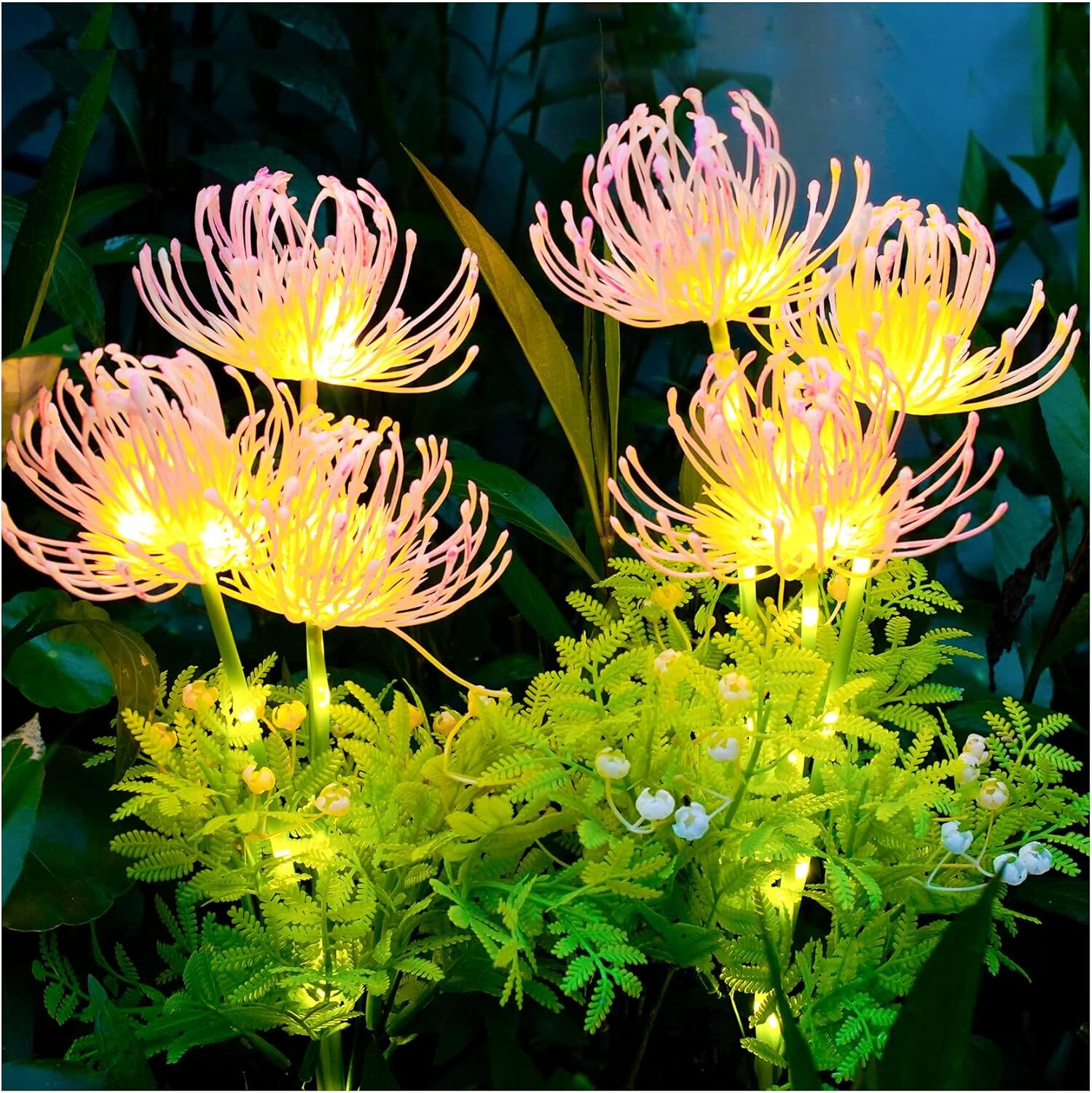 Solar Garden Lights Flower Outdoor Waterproof LED Flower Stake Lamp Yard Pink