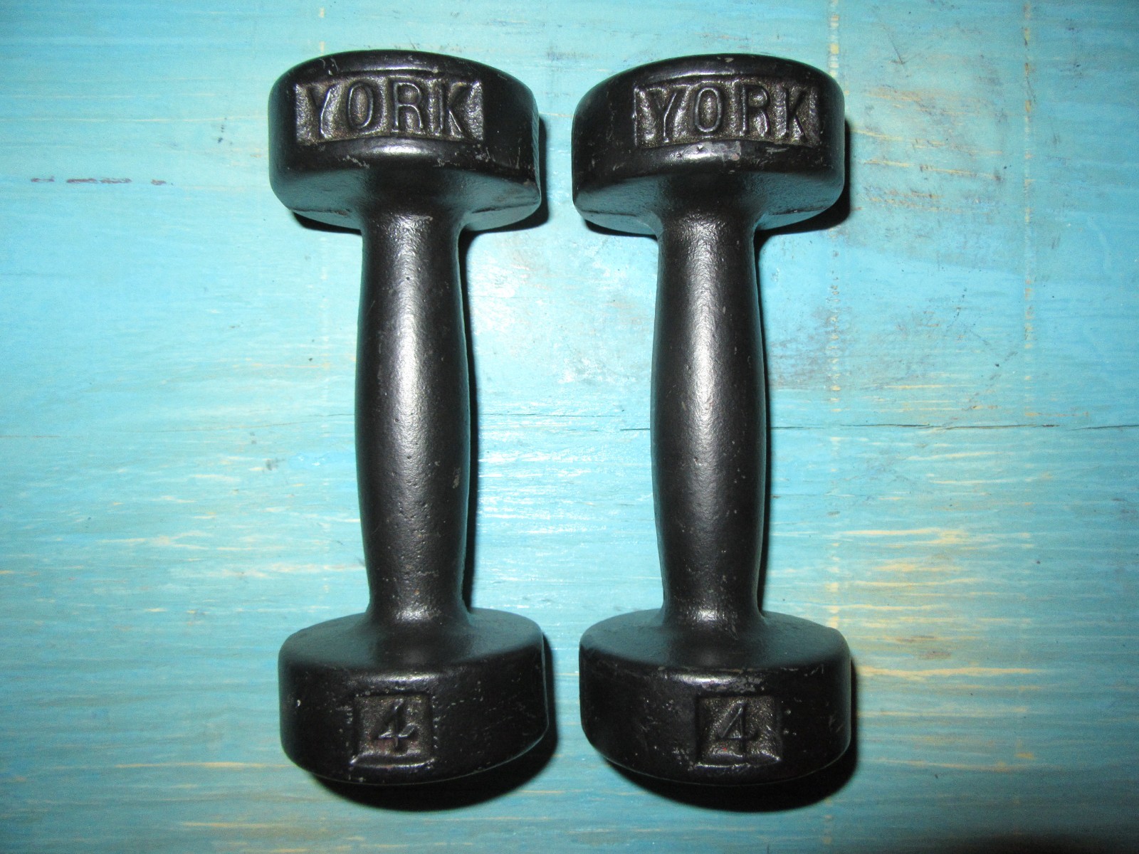 Vintage YORK 4 Pound Roundhead 1st Gen Dumbbell Set