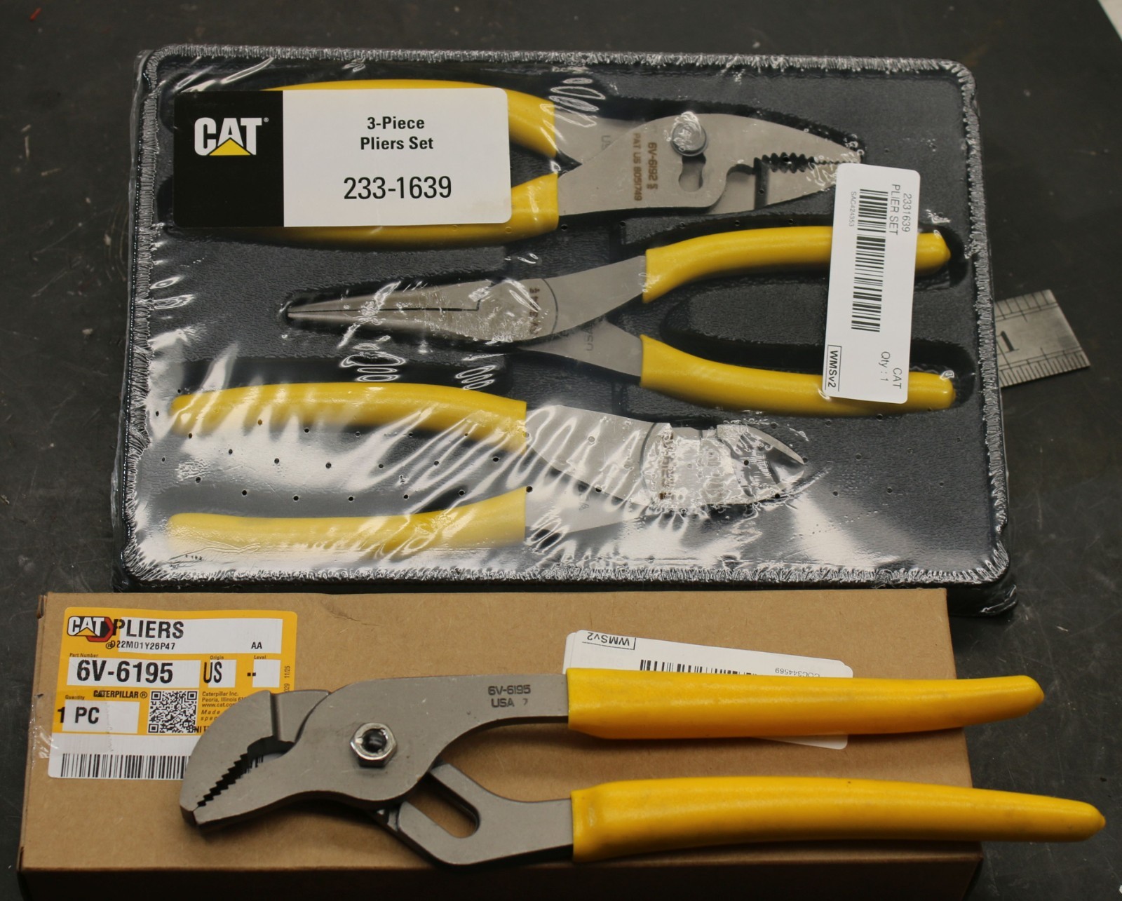 Caterpillar Tools 4pc Plier Set Arc Joint, Slip, Needle Nose, and Side Cutter