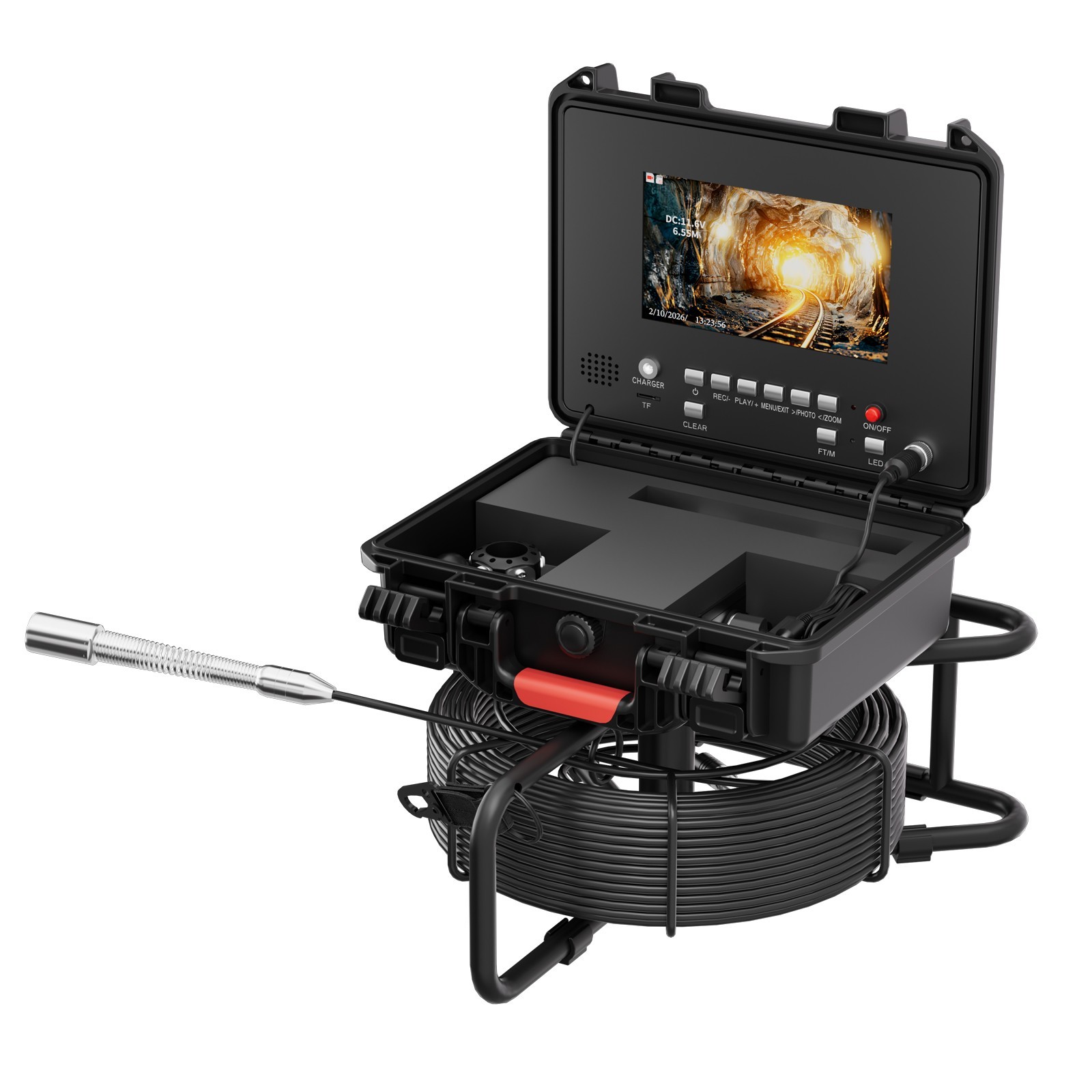 30m Pipe Sewer Inspection Camera w/ Meter Counter Drain Sewer Endoscope 7" DVR