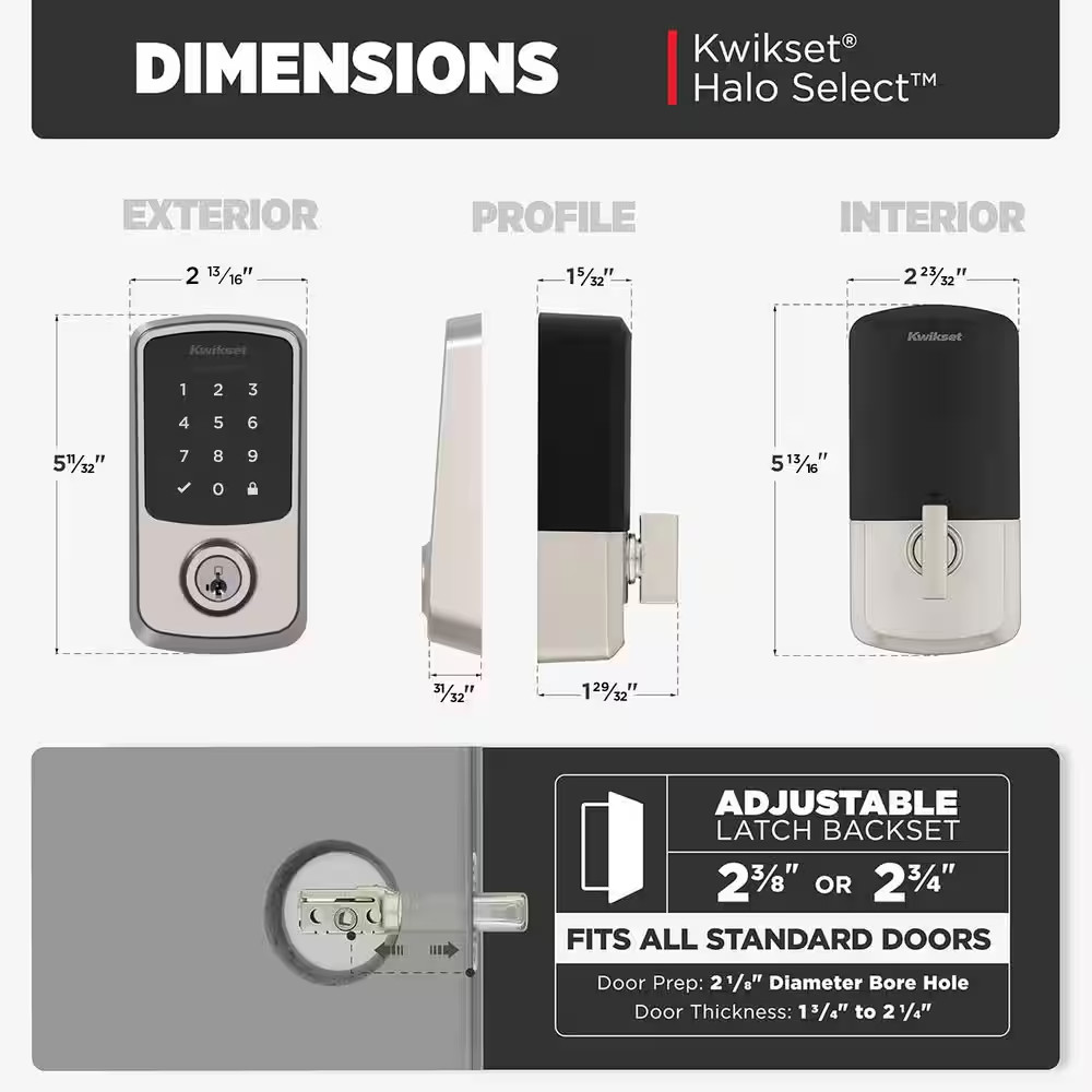 Aura Reach Matte Black Bluetooth + Matter over Thread Enabled Smart Lock Deadbol