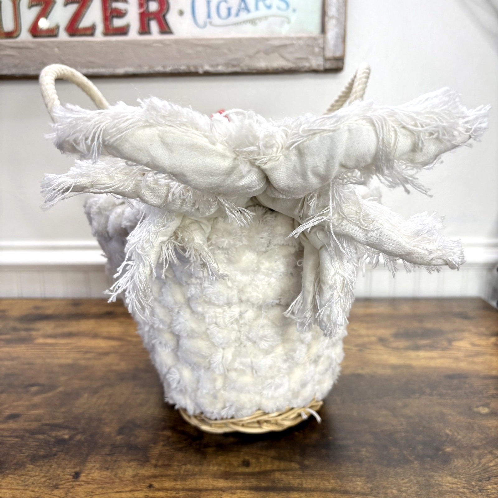 Hen Egg Gathering Basket Macrame Chicken Handmade Farmhouse Decor Rustic Large