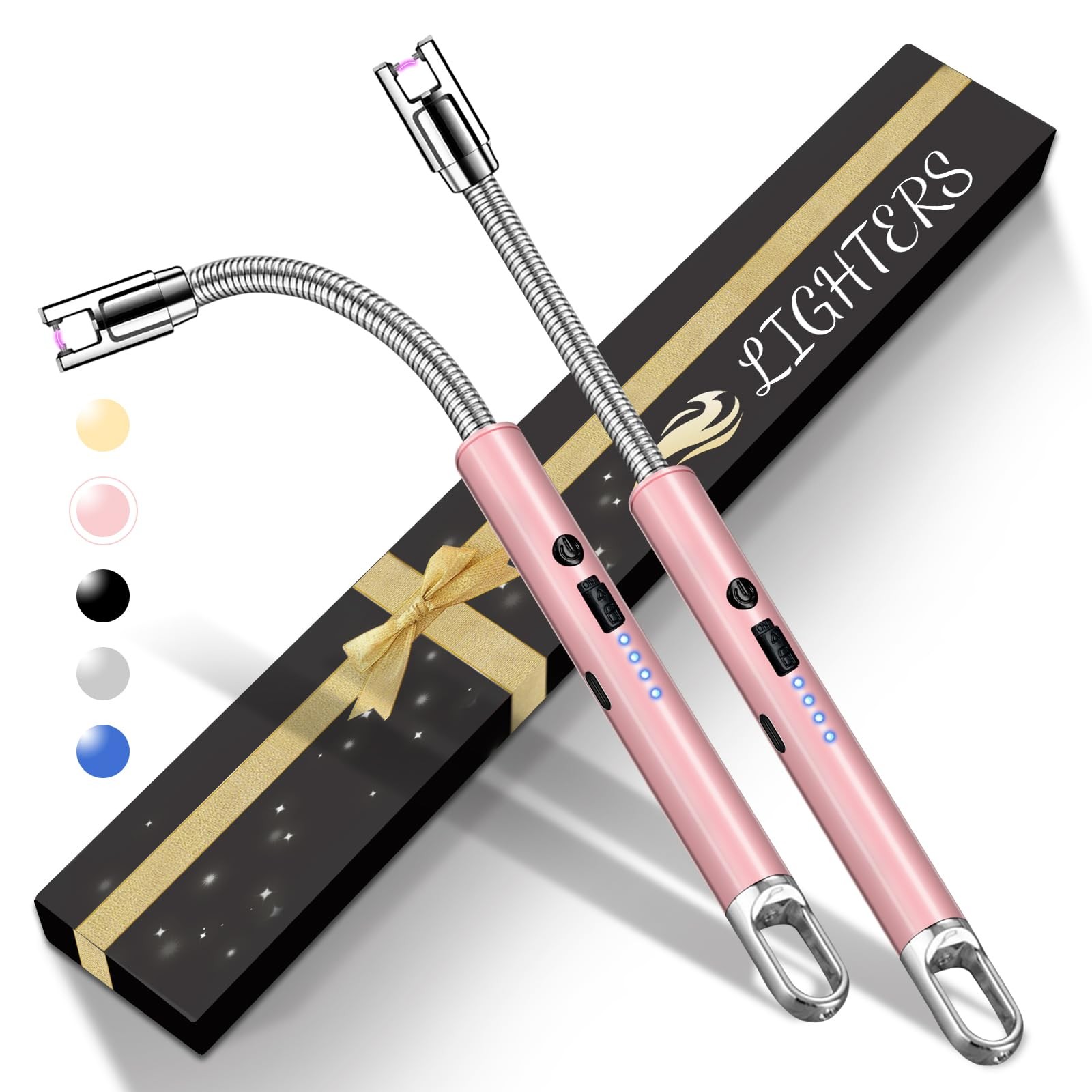 2 Pack Electric Candle Lighters, USB Rechargeable Lighter 2 Packs-A, Pink