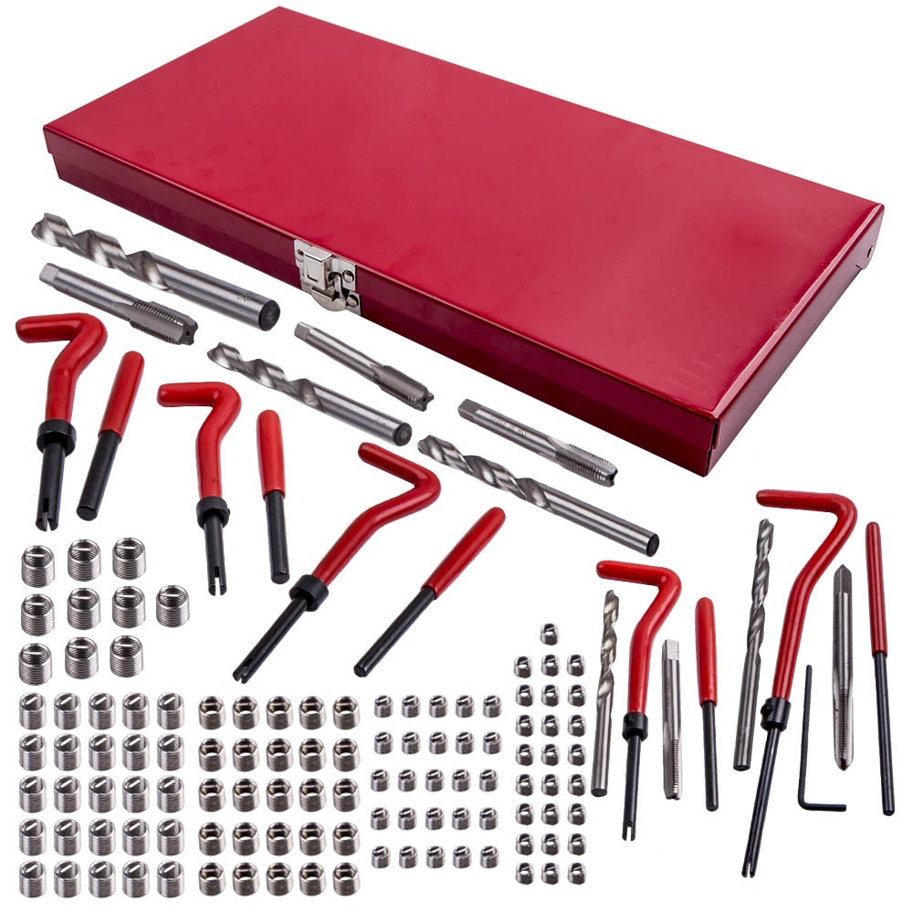 131pcs Thread Repair Tool Kit Stripped M5 M6 M8 M10 M12 Wire Thread Inserts