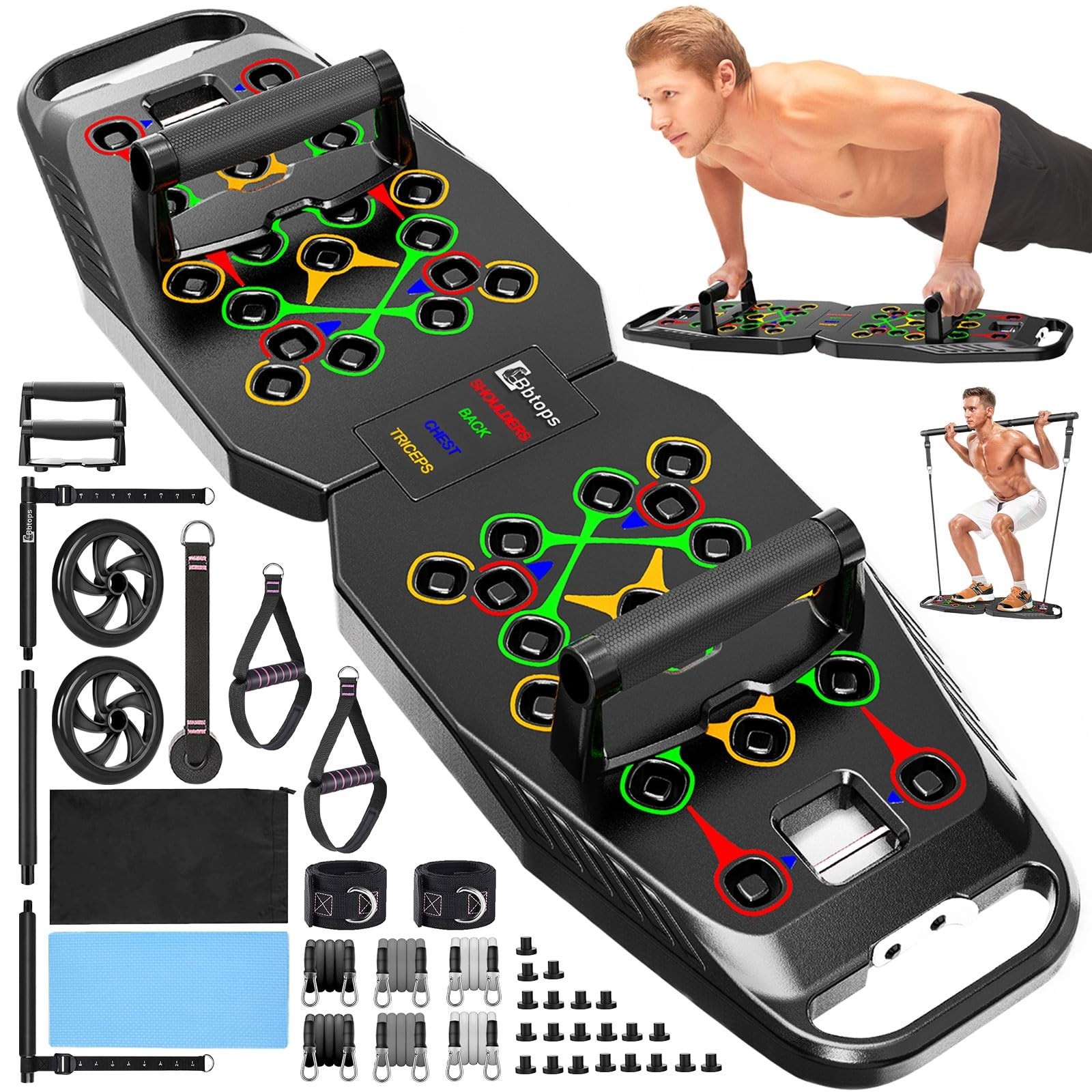 Push UP Board, Pilates Bar & Fitness Accessories, 25 in 1 Foldable Push up Ba...