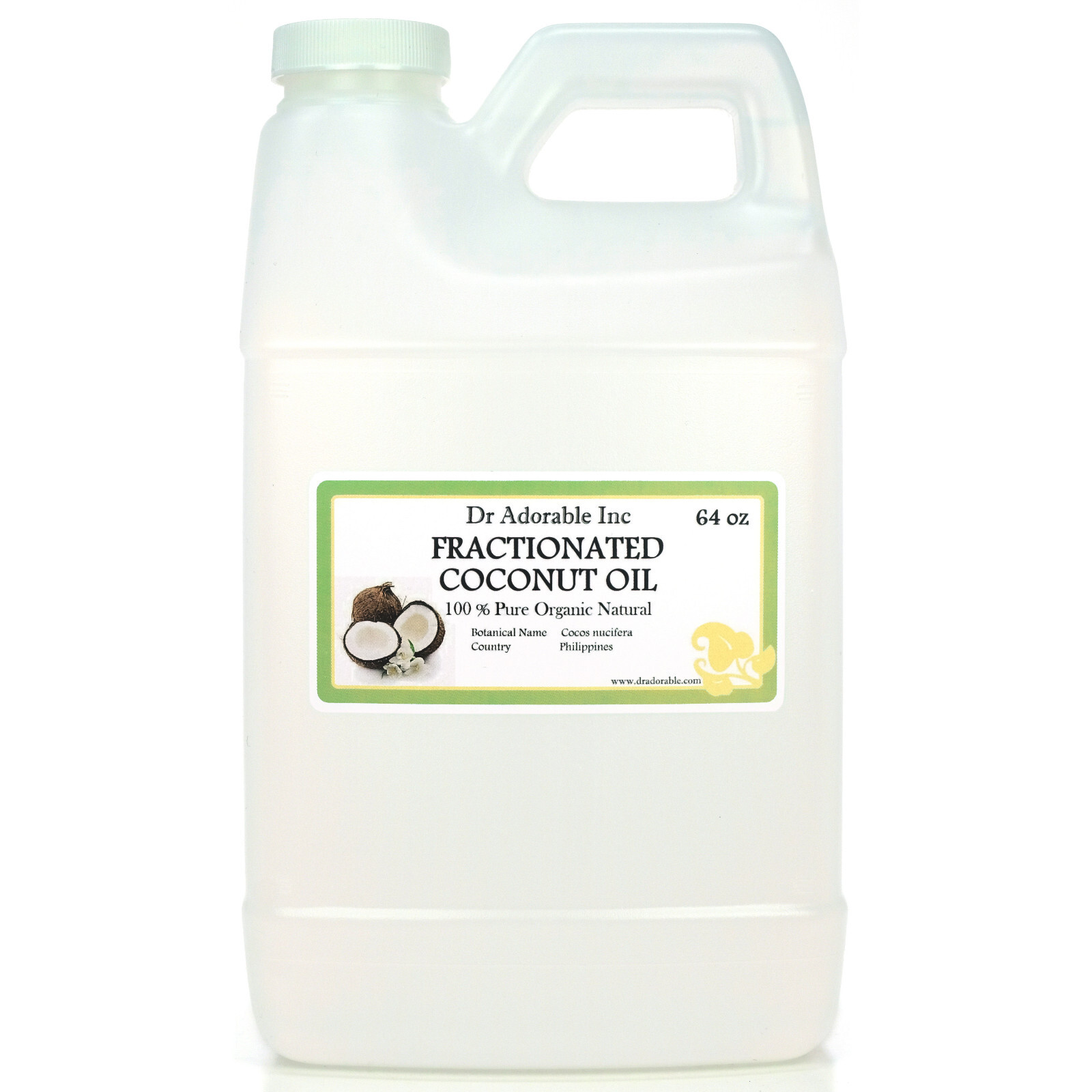 100% PURE COCONUT OIL FRACTIONATED ORGANIC  BY DR ADORABLE 64 OZ/  2 QUARTERS