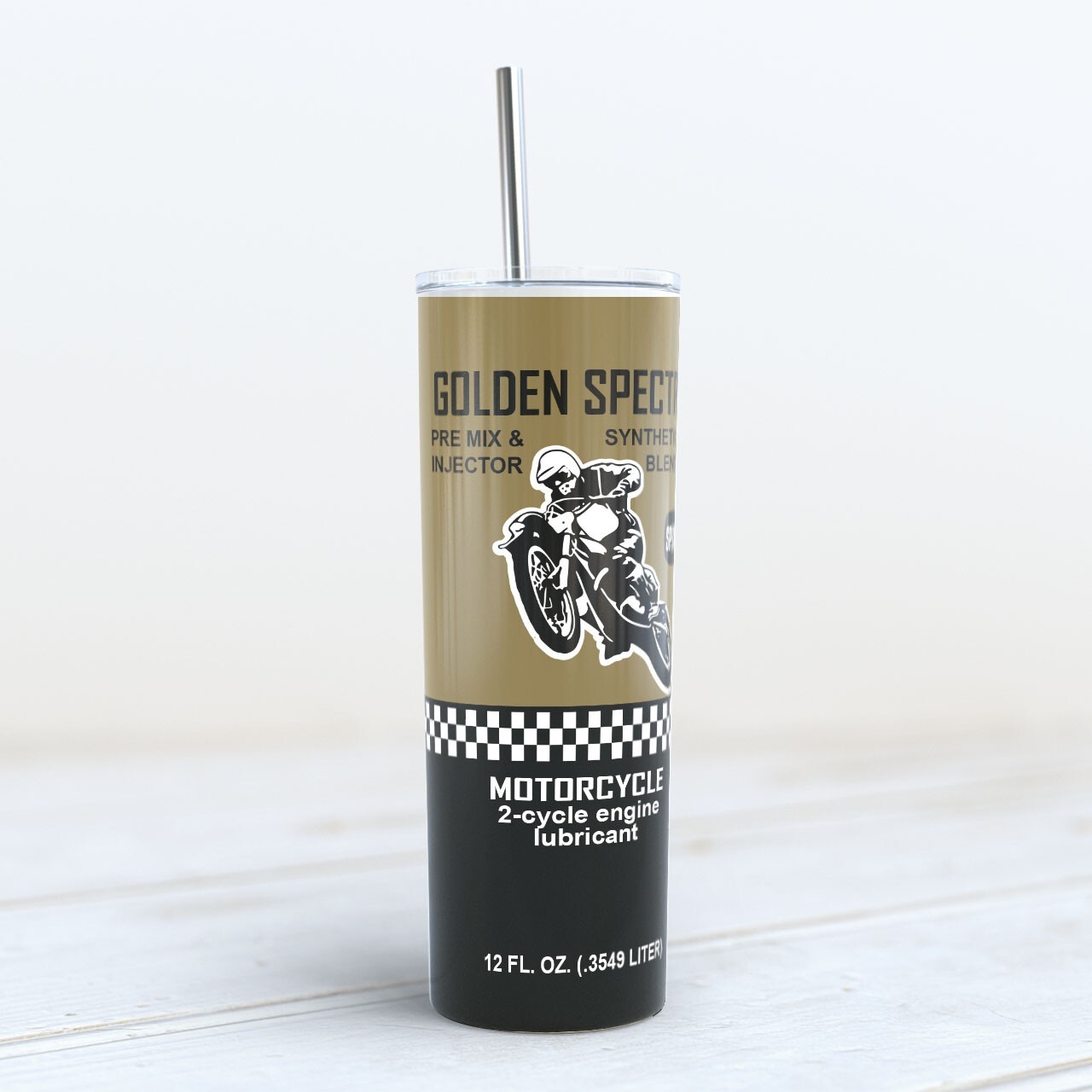 New Golden Spectro Pre-Mix Vintage Reproduction Tumbler 20oz Motocross AHMRA