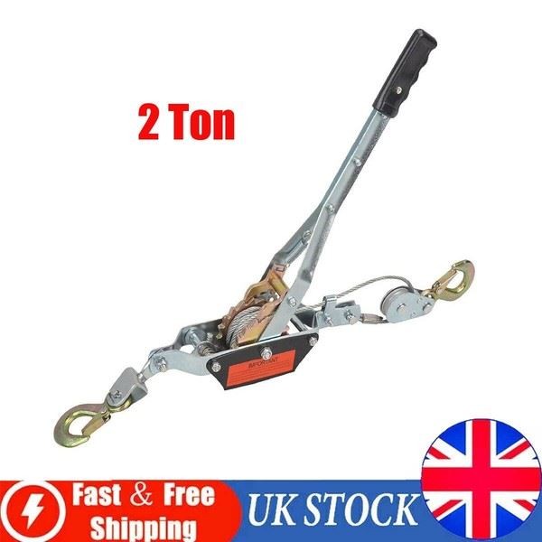 UK 2 Ton Dual Gear Power Puller Heavy Duty 2 Hook Cable Puller Hand Winch Turfer