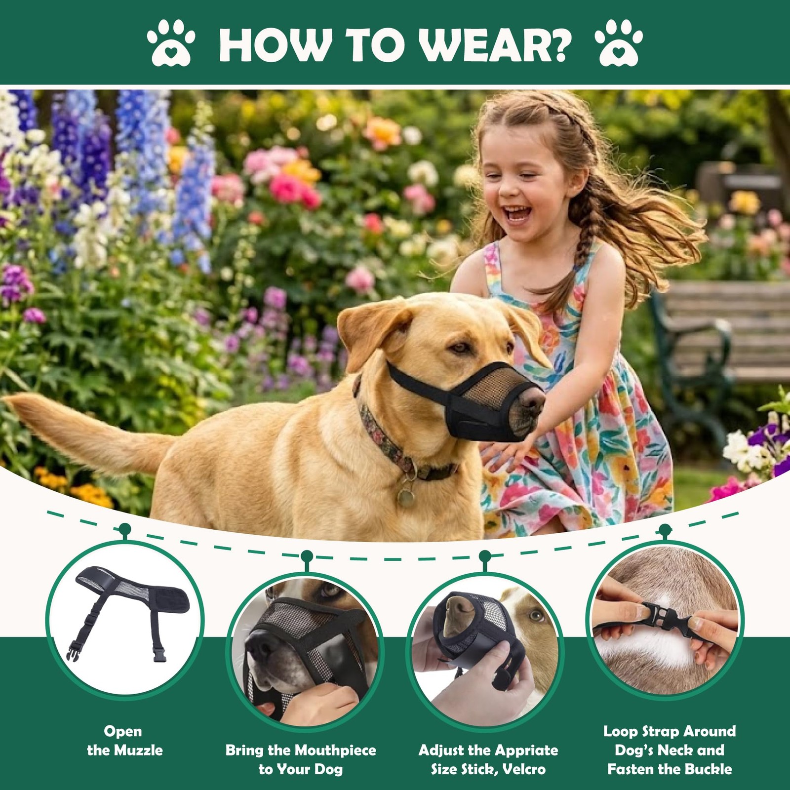 OHNSO Dog Muzzle for Small Dogs – Adjustable ( 4.7” - 5.9” ), Black
