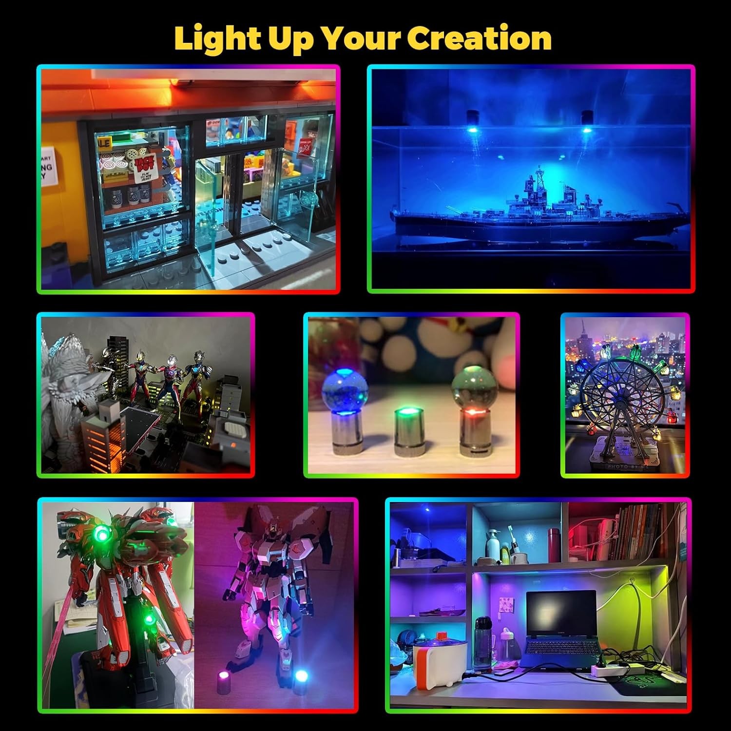 10 Pack Small Spotlight Battery Operated LED Lights, Warm White LED Wireless