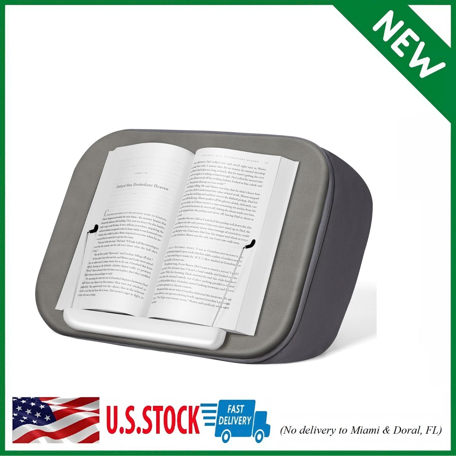 Lap Beanbag Pillow Stands Book Holder, 13*10*5 inches, Grey