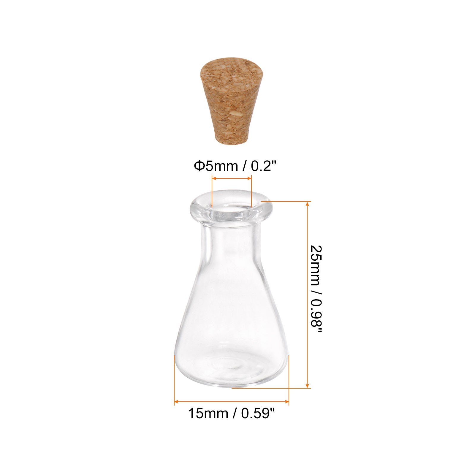 20Sets Mini Glass Bottles with Cork Flask Shape Wishing Bottle