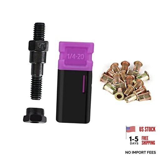 Rivet Nut Tool Rivnuts Nutserts 1/4-20 & 20 Rivnut 1/4-20 mandrel &20 rivnuts
