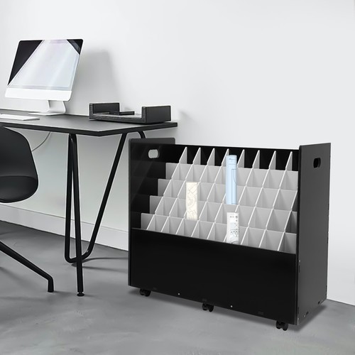 50-slot Blueprint Organizer, Roll File Storage Holder, Movable Roll File Cart